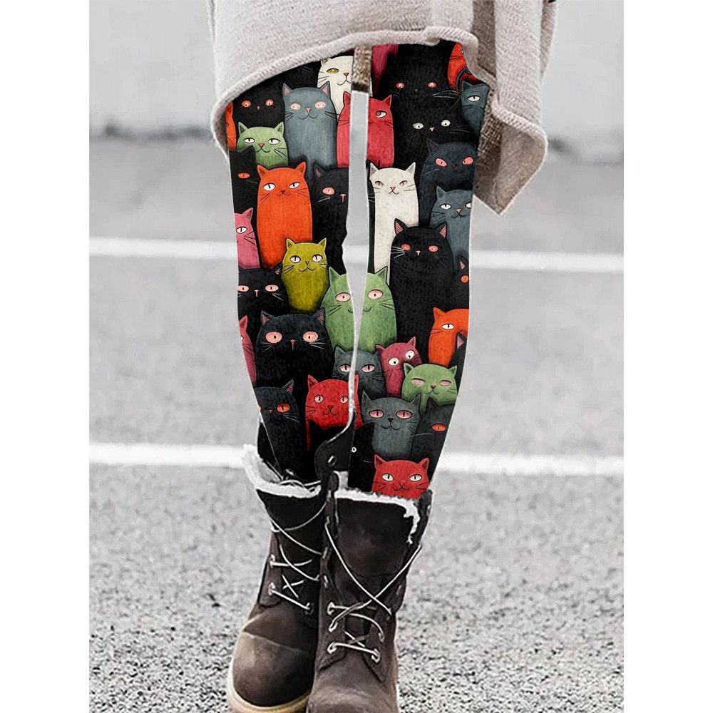 Cute Cats Pattern Print Casual Leggings