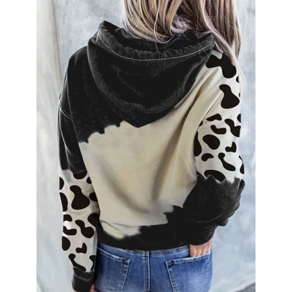 Cute Cow With Spot Printed Hoodie