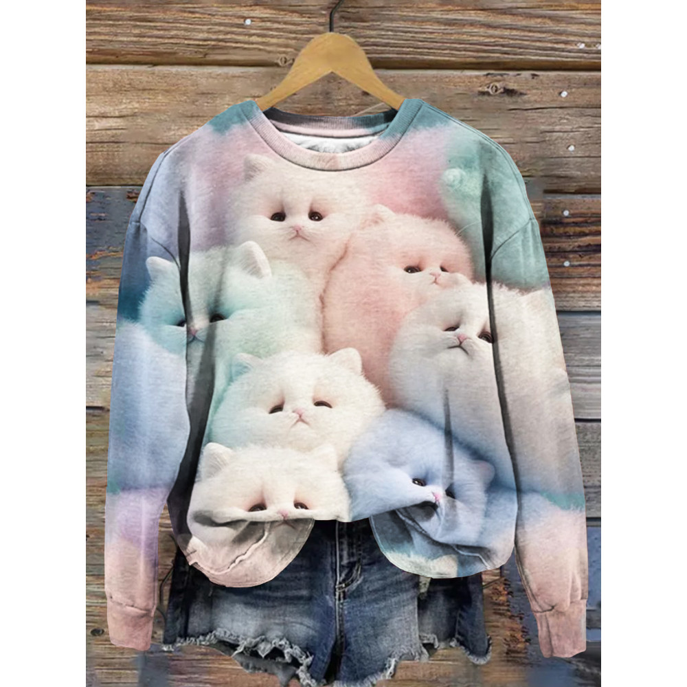 Cute Fluffy Kittens Graphic Comfy Sweatshirt