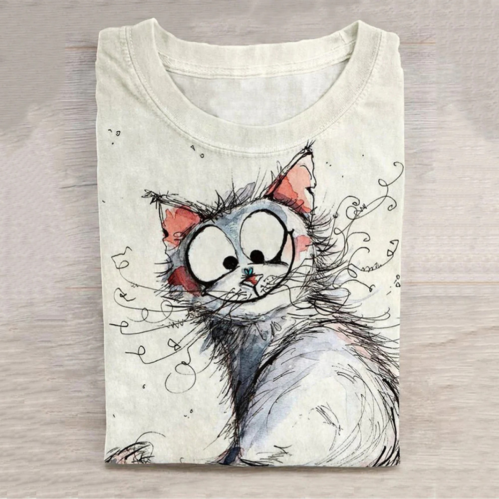 Cute Kitten Cat Animal Casual Print T-Shirt