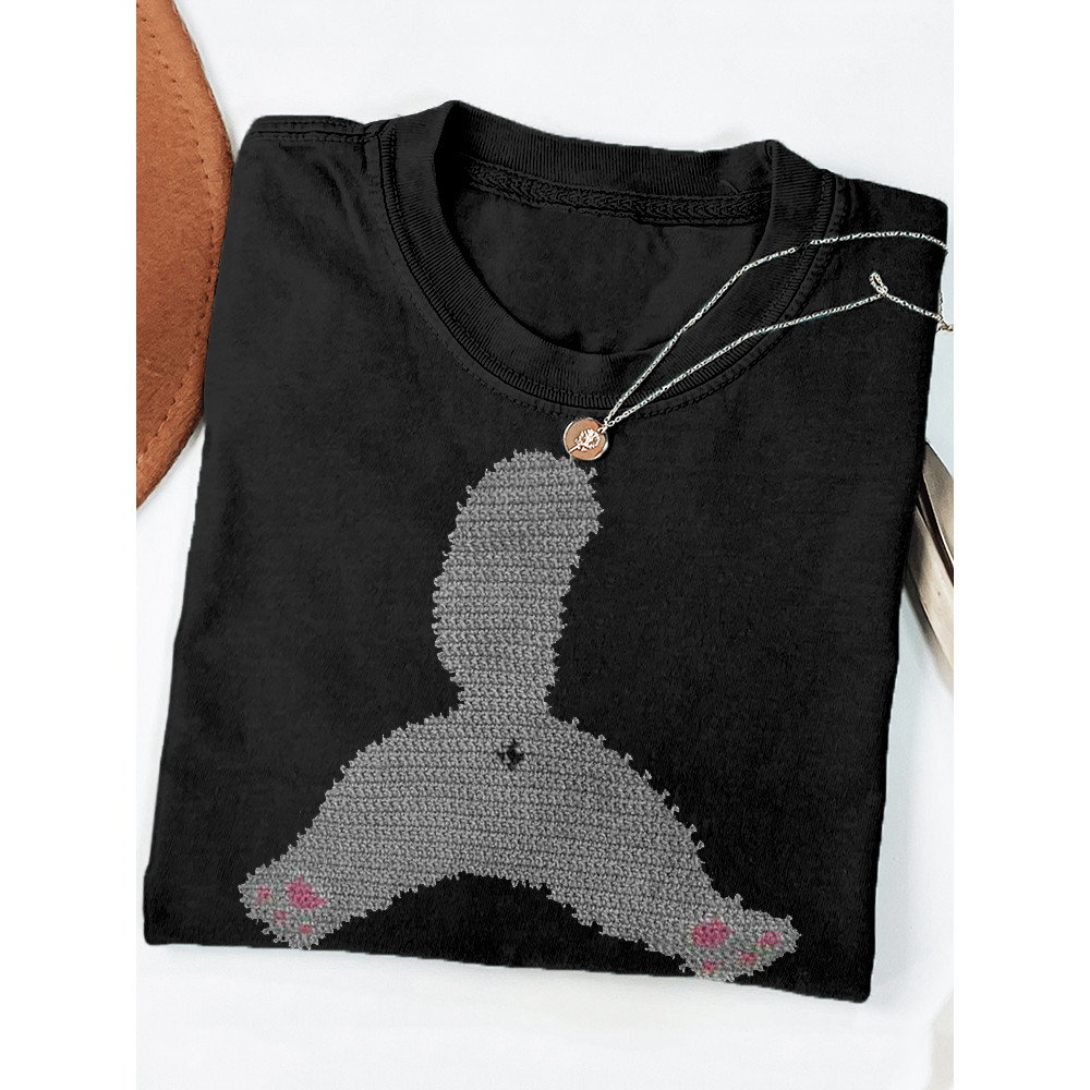 Cute Kitty Ass Knit Art Pattern Comfy T Shirt