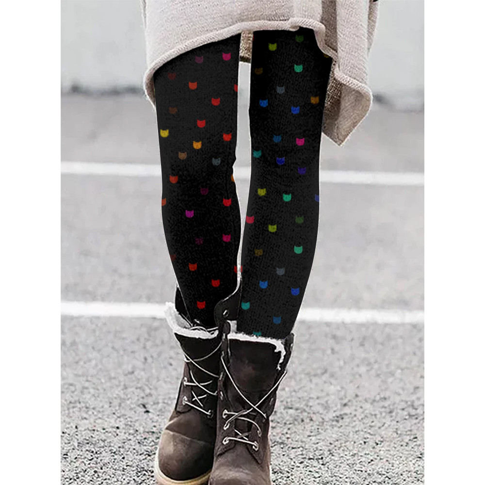 Cute Little Kitty Pattern Casual Cozy Leggings