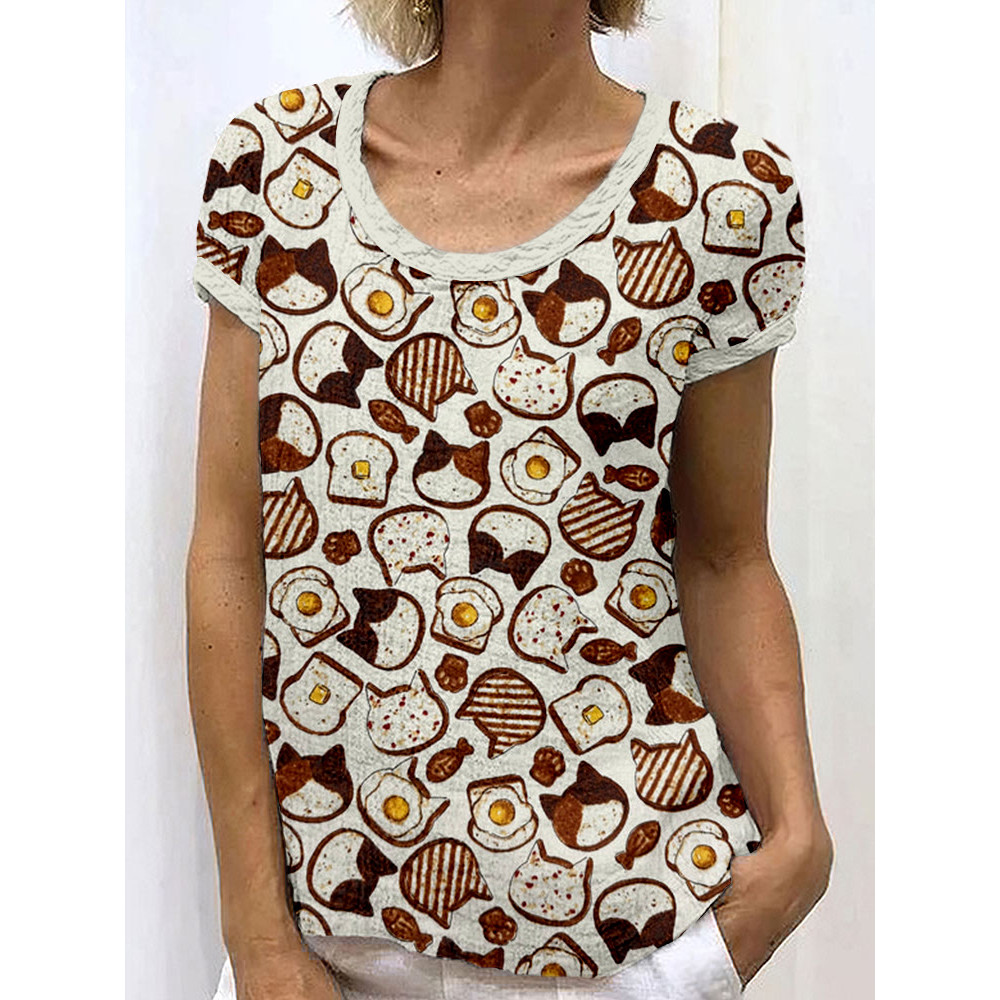 Cute Toast Cat Japanese Art Linen Blend Shirt