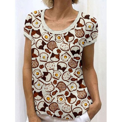 Cute Toast Cat Japanese Art Linen Blend Shirt