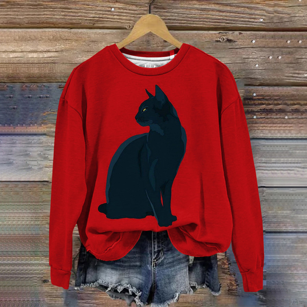 Dignified Black Cat Crew Neck Sweatshirt