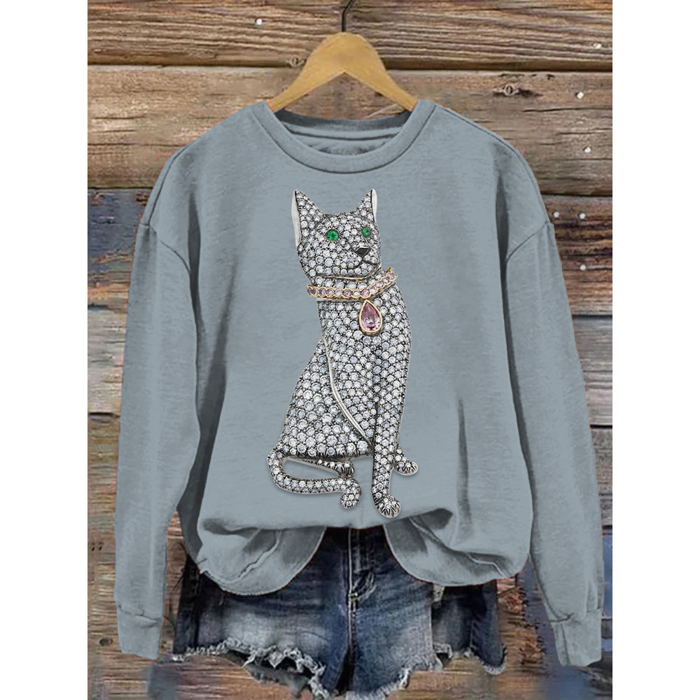 Elegant Diamond Cat Art Comfy Sweatshirt