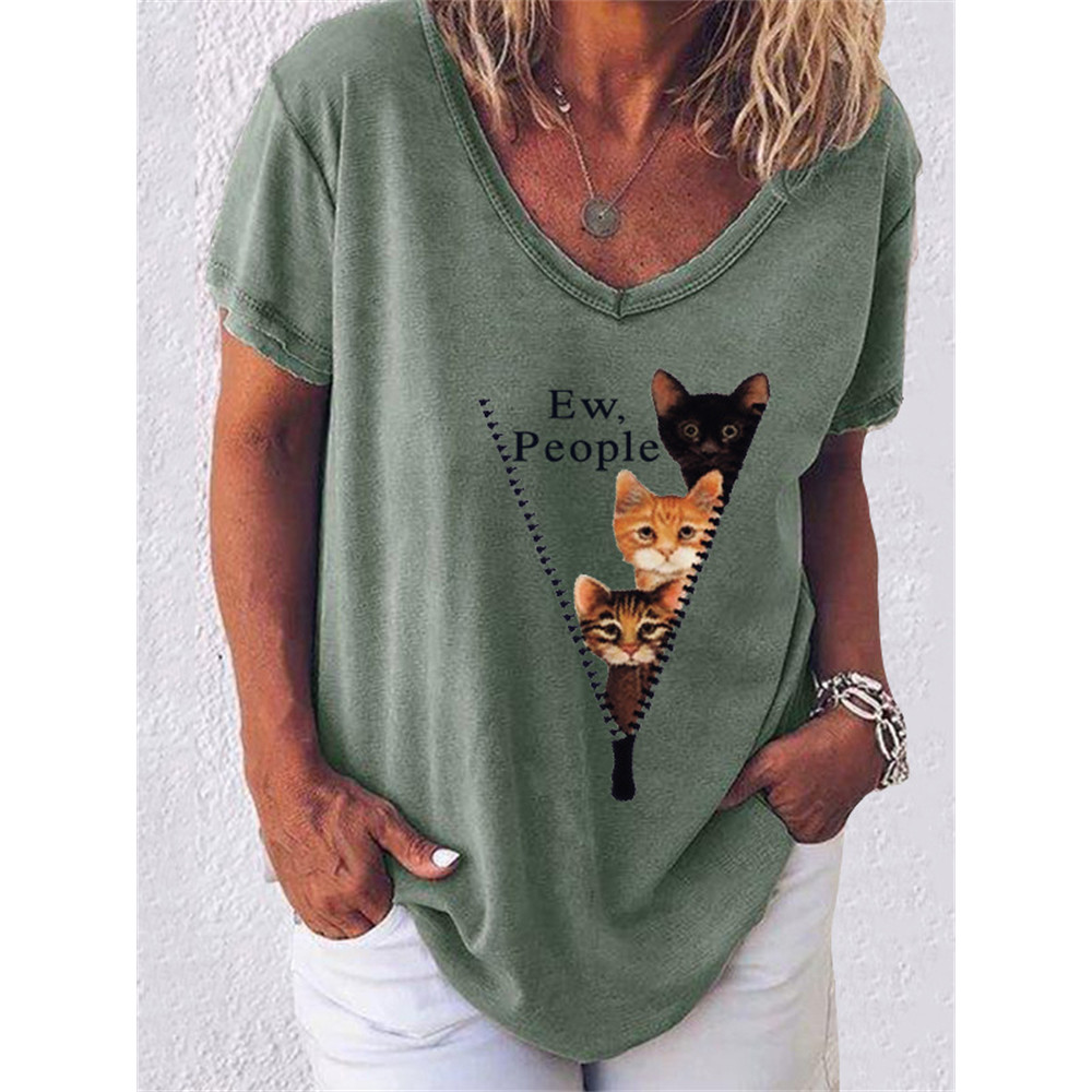 Ew People Cat Peeking Graphic T Shirt
