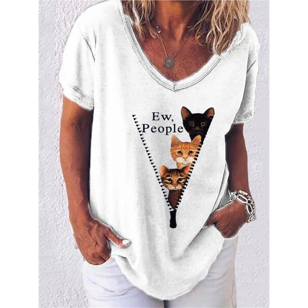 Ew People Cat Peeking Graphic T Shirt