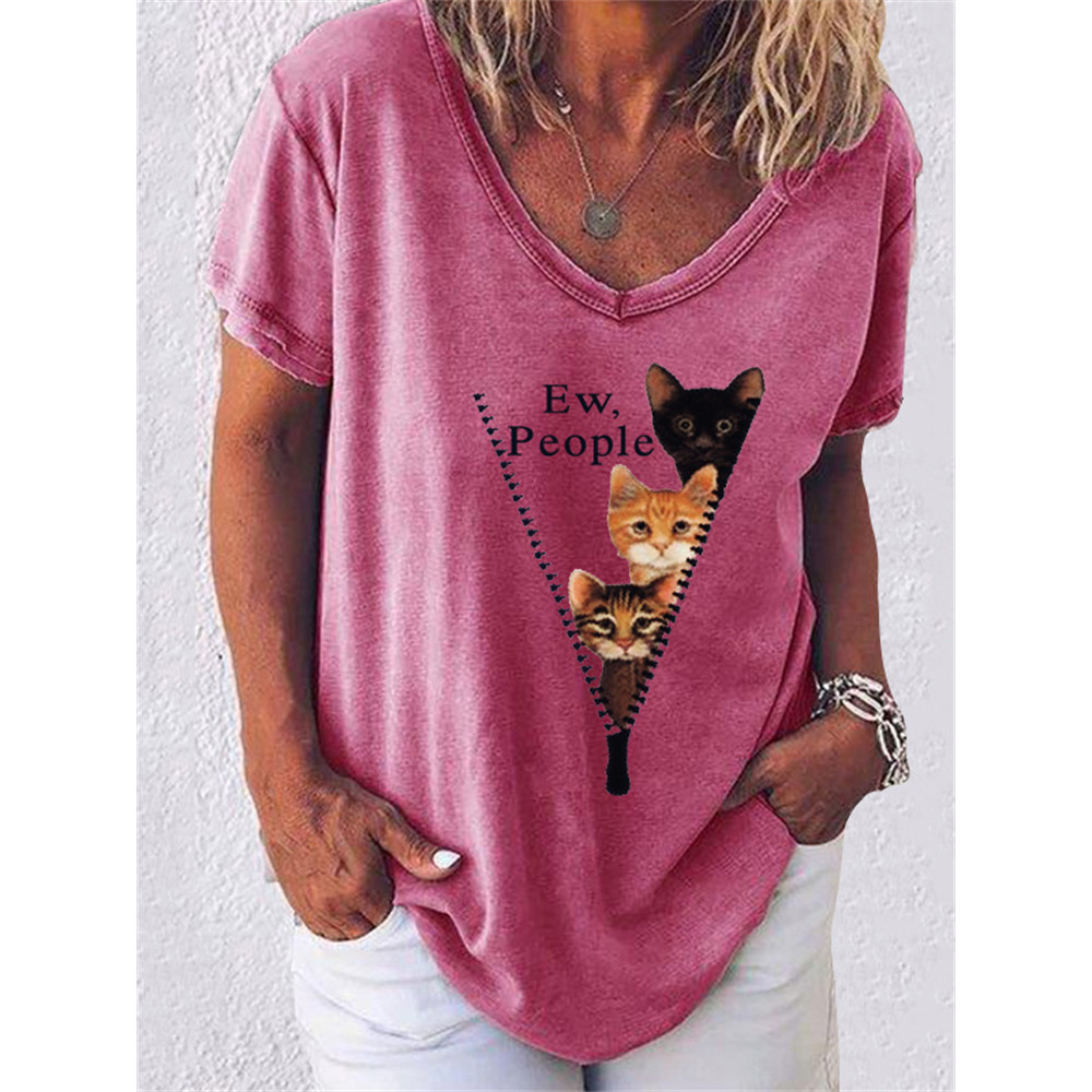 Ew People Cat Peeking Graphic T Shirt