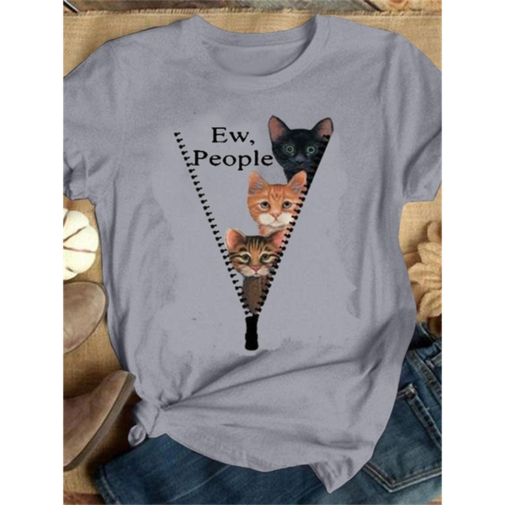 Ew People Cats Peeking Graphic T Shirt