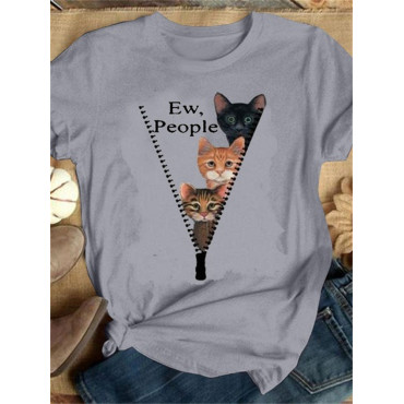 Ew People Cats Peeking Graphic T Shirt