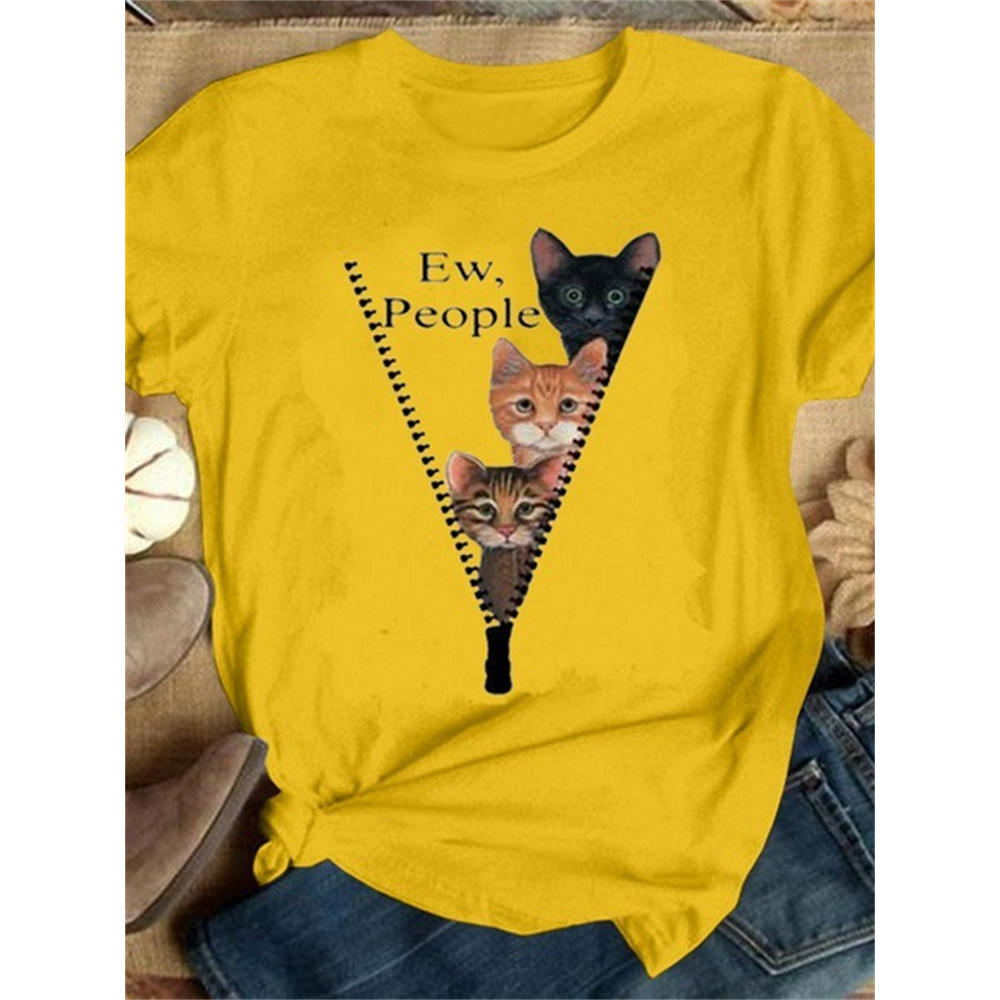 Ew People Cats Peeking Graphic T Shirt