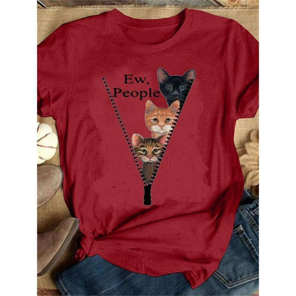 Ew People Cats Peeking Graphic T Shirt