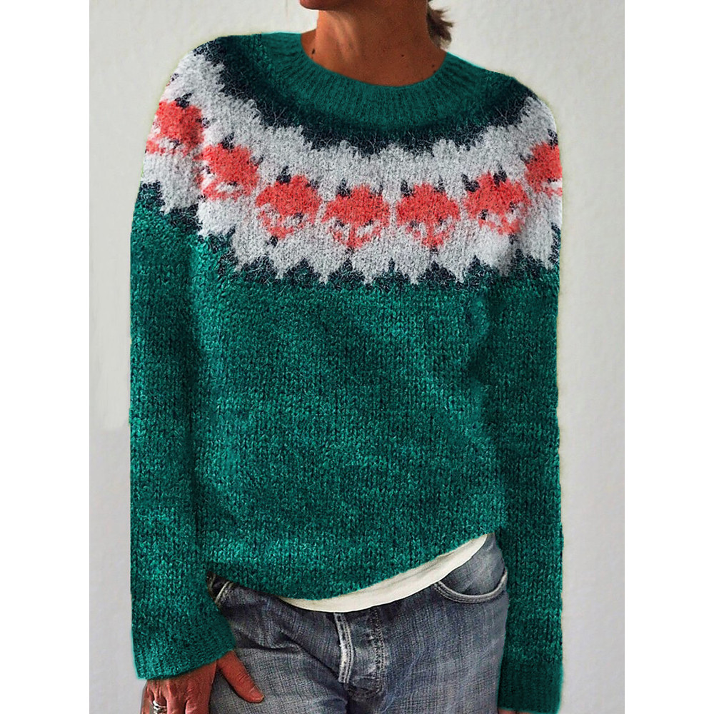 Forest Fox Inspired Knit Cozy Yoke Sweater