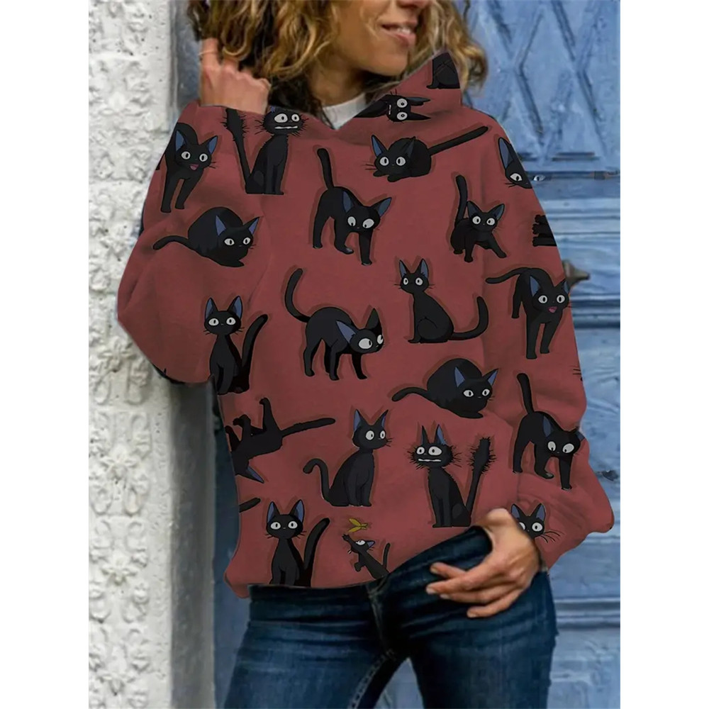 Full Cat Print Hoodie