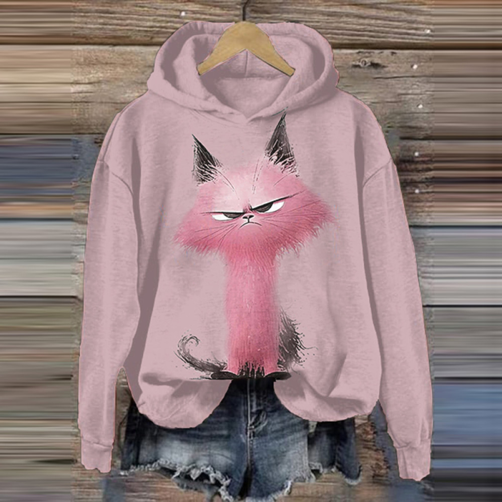 Funny Angry Cat Art Design Print Casual Hoodie
