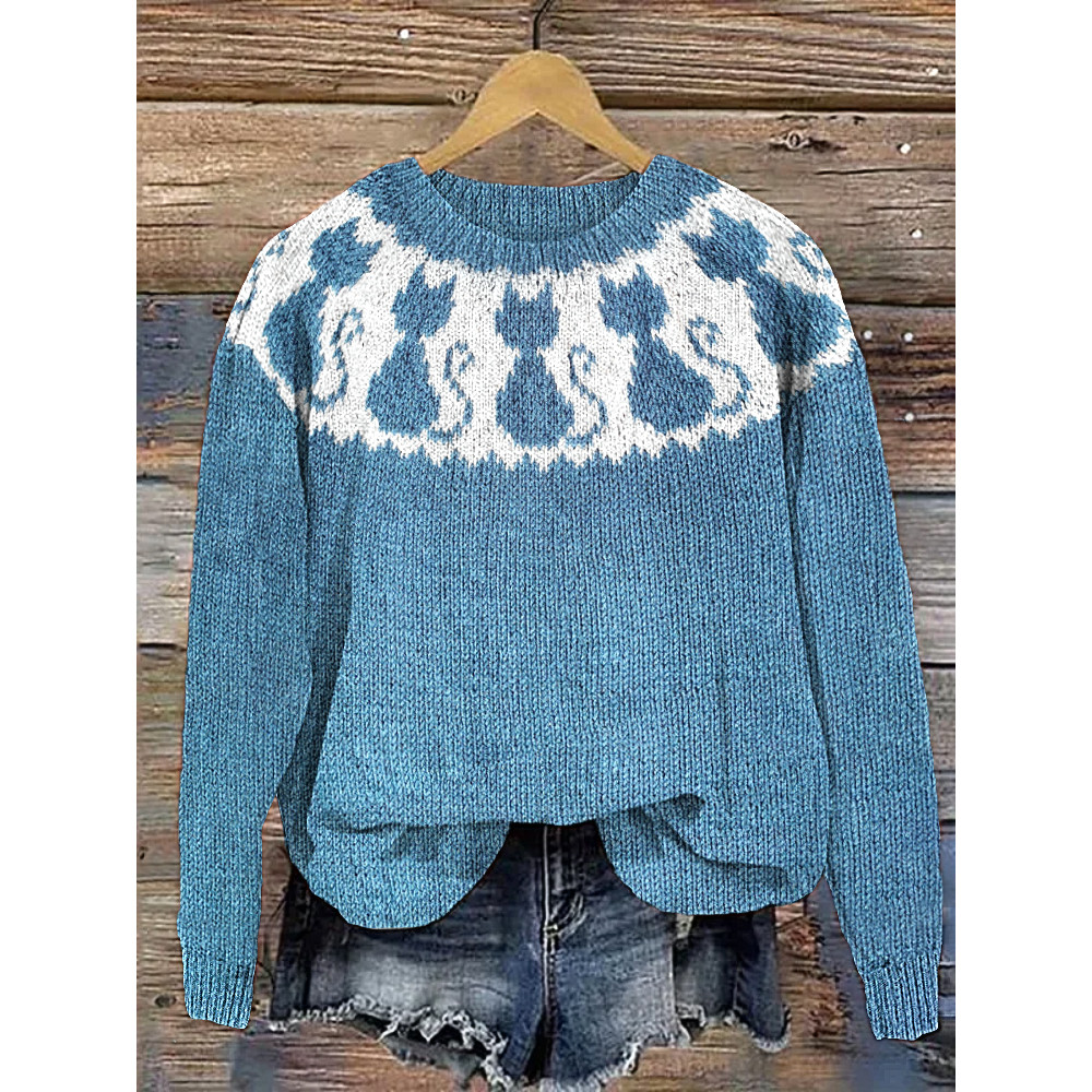 Funny Cat Casual Cozy knit Sweater