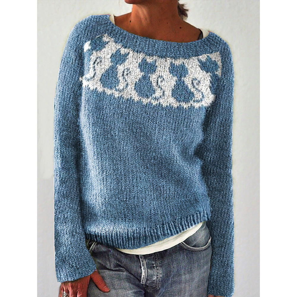 Funny Cat Print Casual Comfortable Sweater