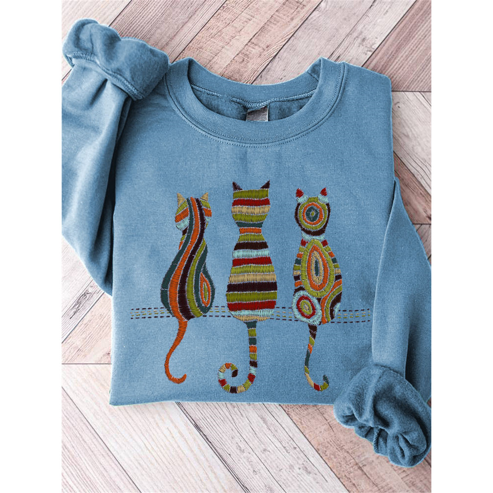 Funny Cat Print Casual Comfortable Sweatshirt