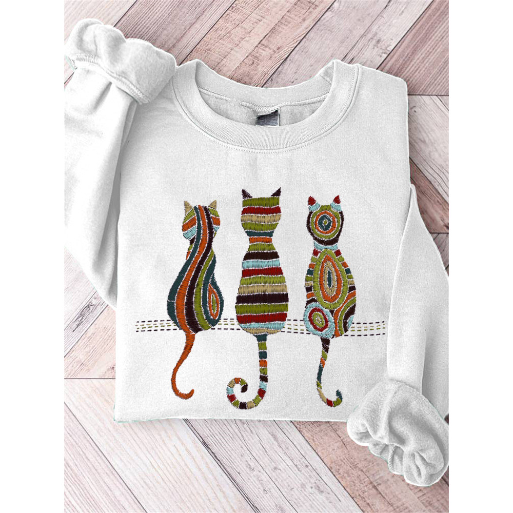 Funny Cat Print Casual Comfortable Sweatshirt