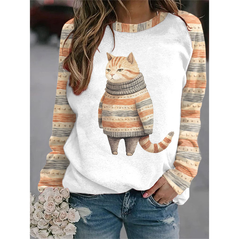Funny Cat Print Casual Fashion Sweatshirt