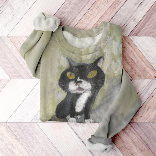 Funny Cat Printing Long Sleeve Sweatshirt