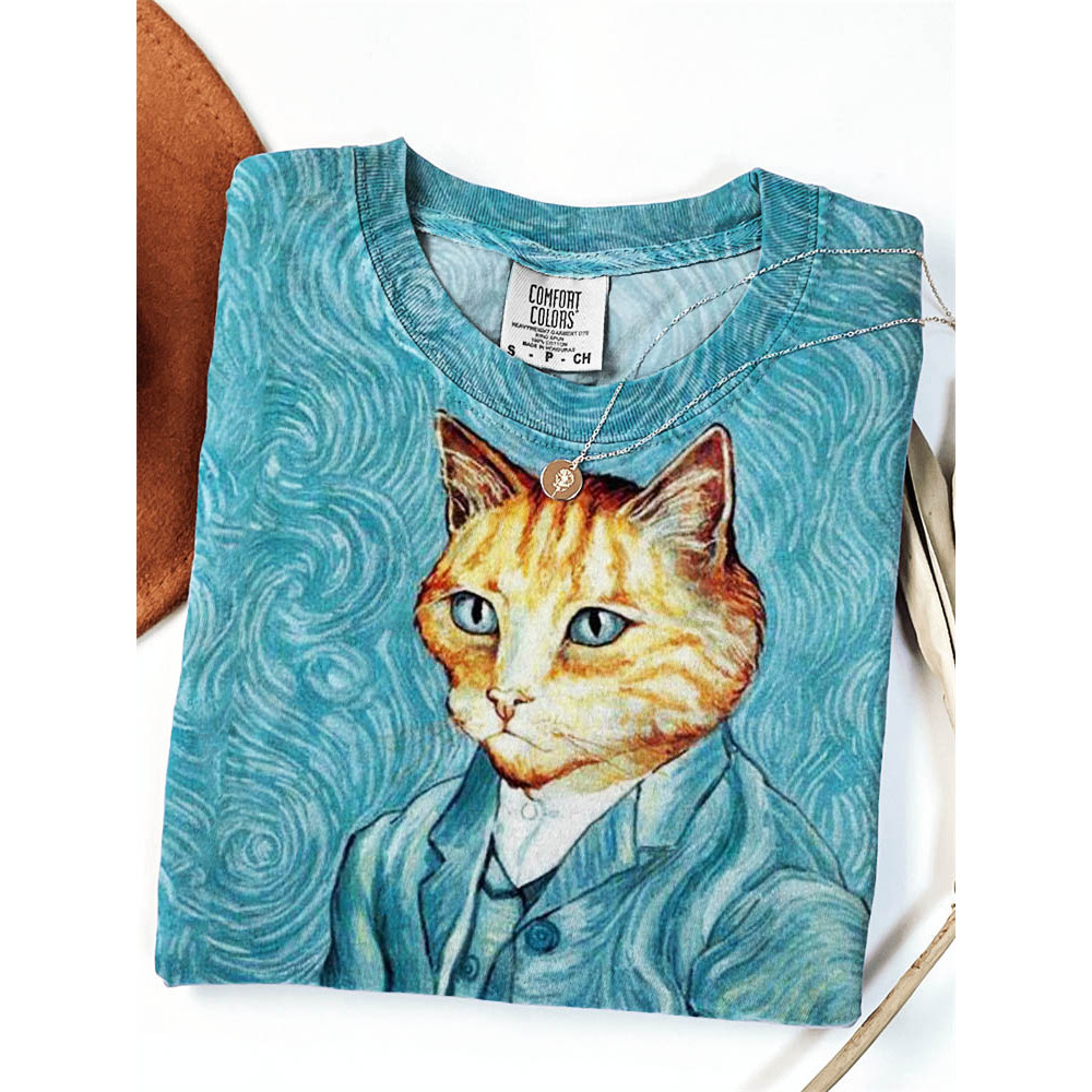 Funny Cat Self Portrait Art Comfy T Shirt