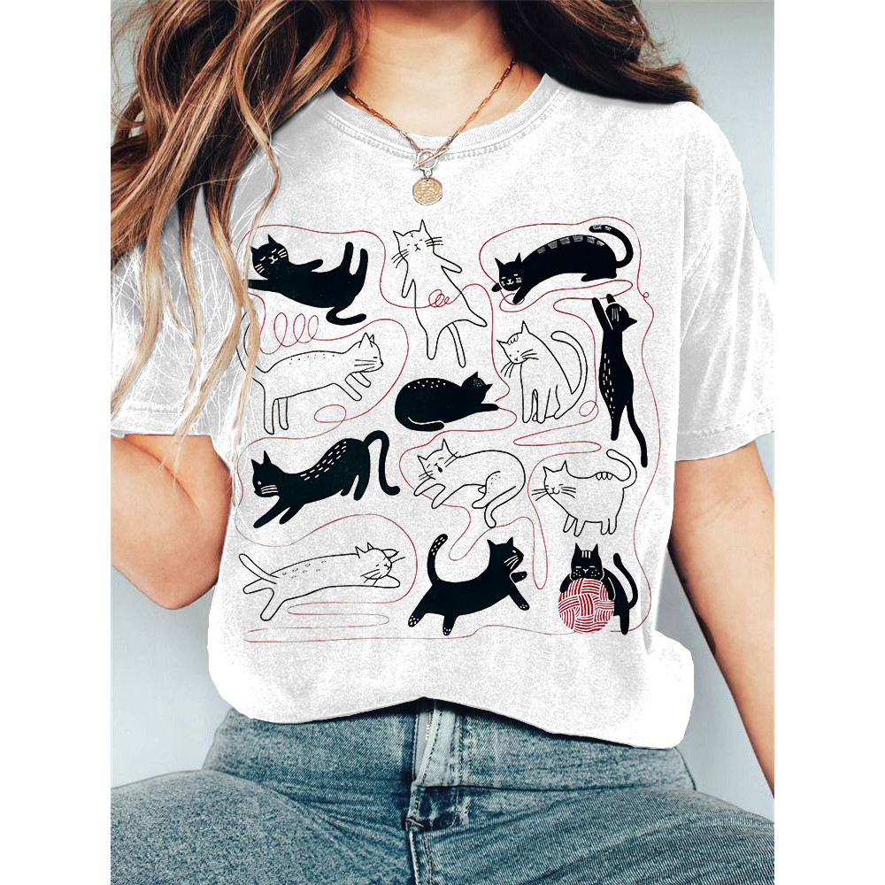 Funny Cats Art Print Vintage T-Shirt