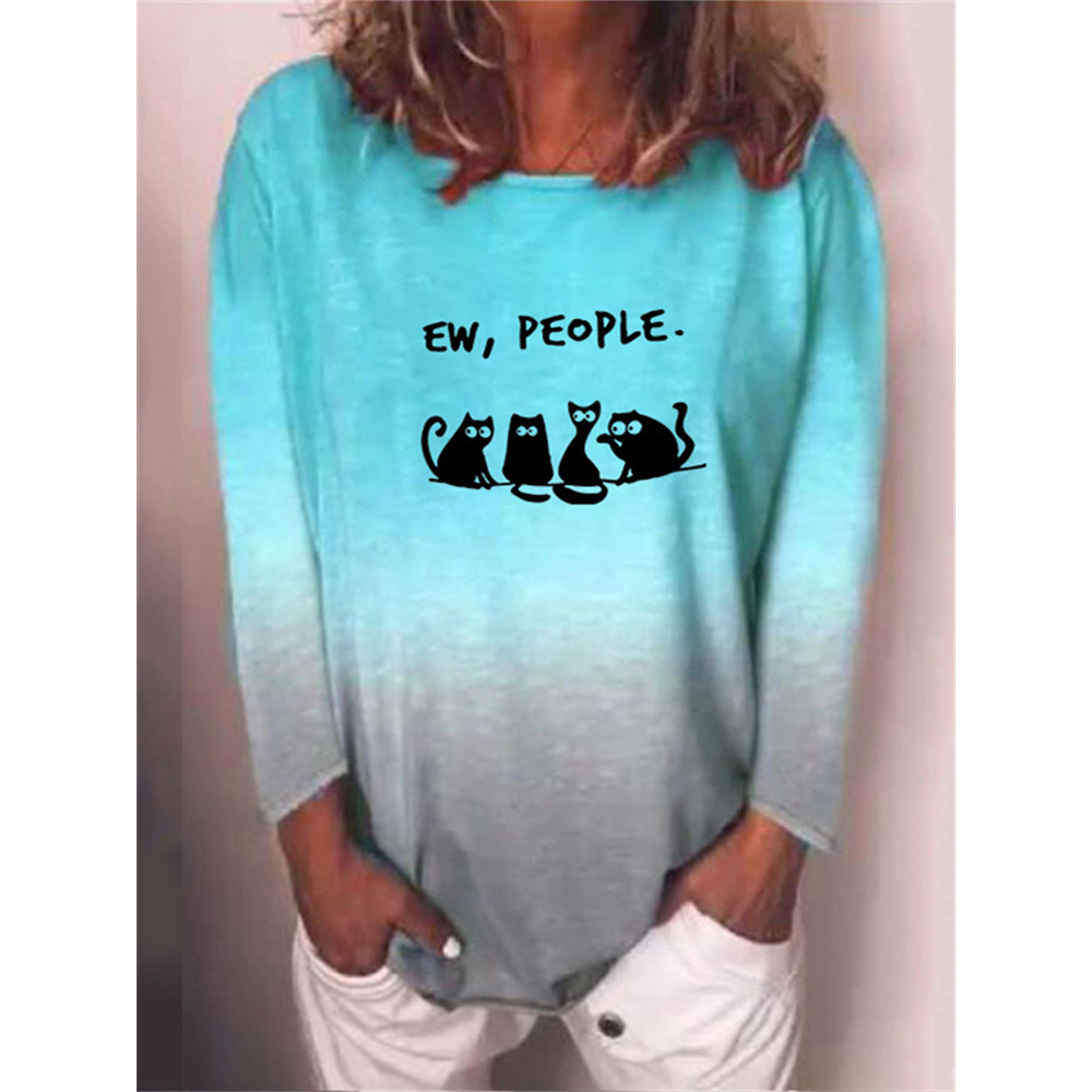 Funny Cats Ew People Gradient T Shirt
