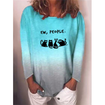 Funny Cats Ew People Gradient T Shirt