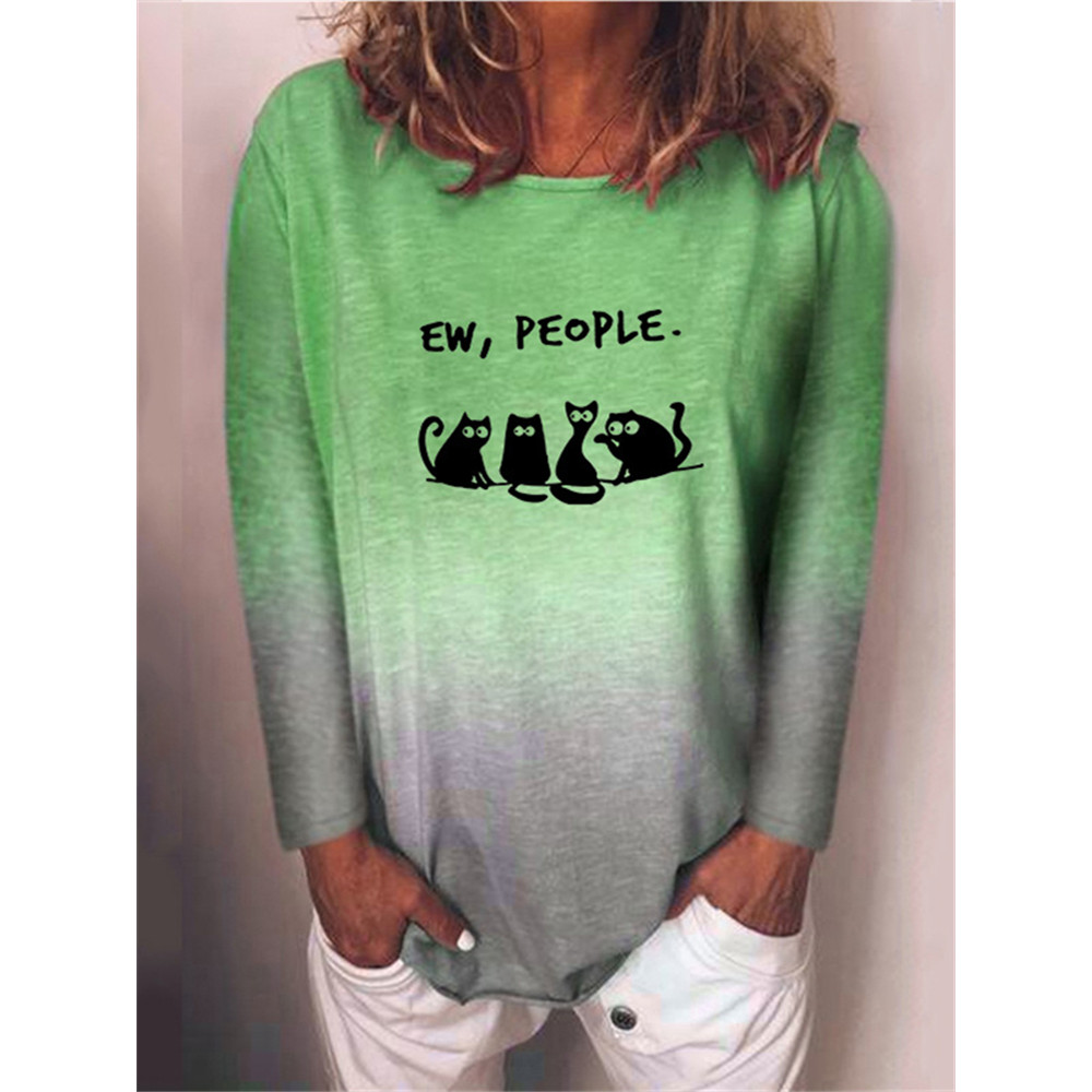 Funny Cats Ew People Gradient T Shirt