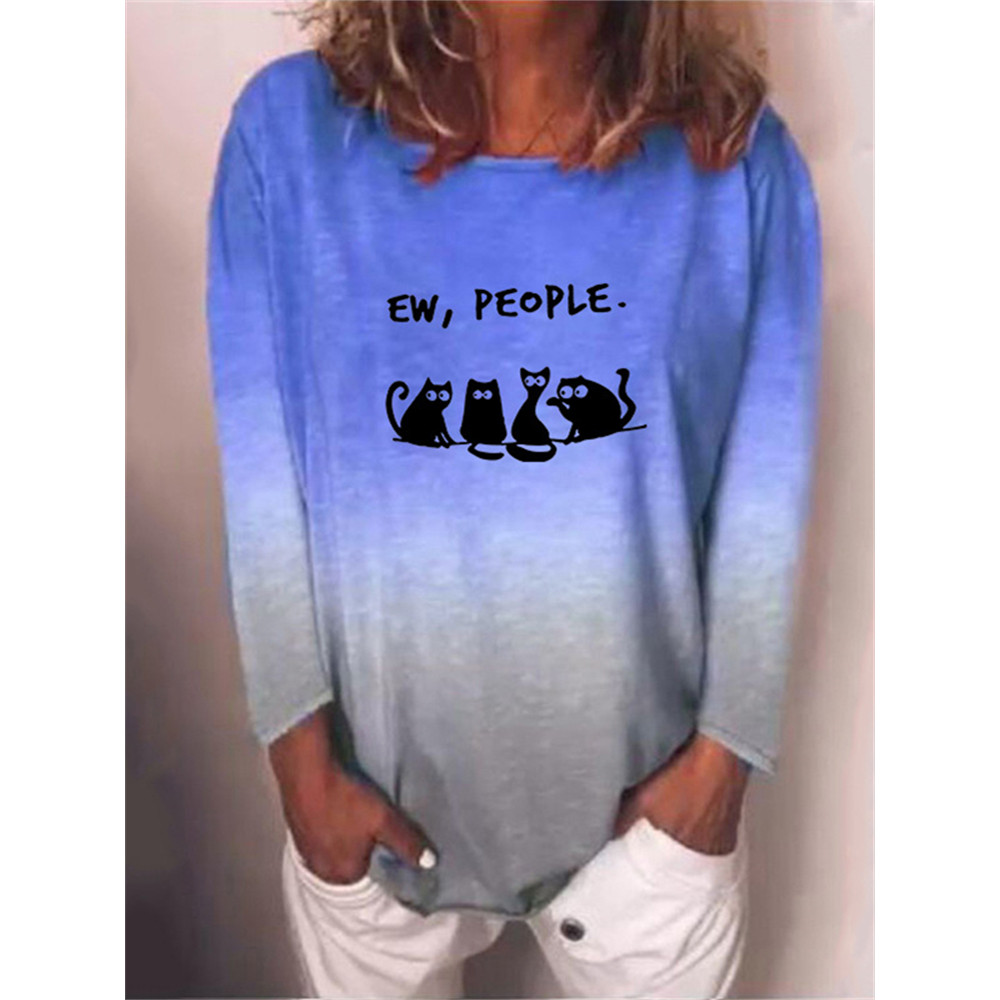 Funny Cats Ew People Gradient T Shirt