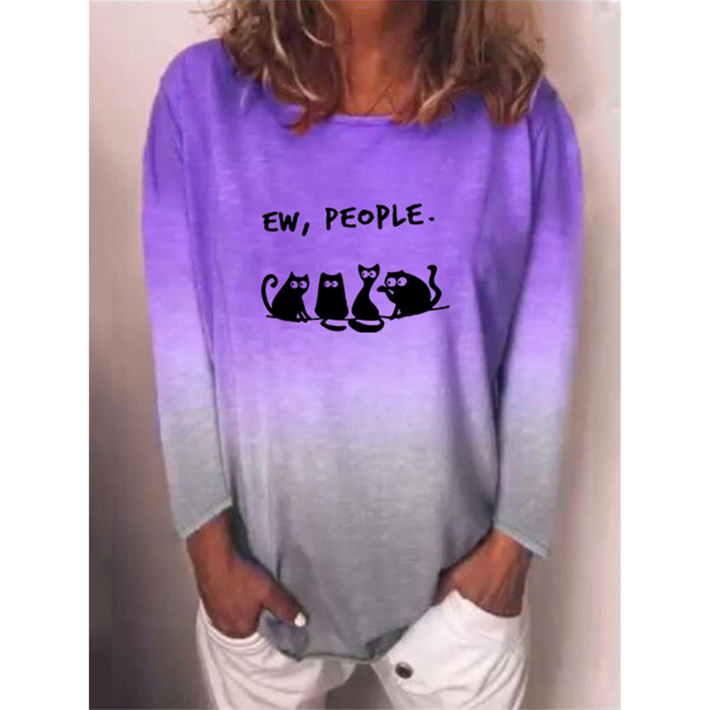 Funny Cats Ew People Gradient T Shirt