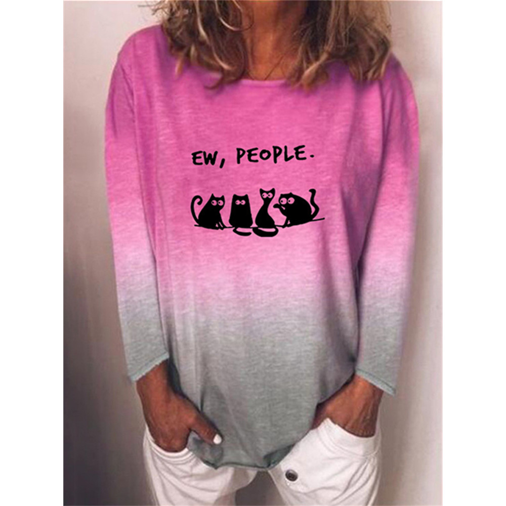 Funny Cats Ew People Gradient T Shirt