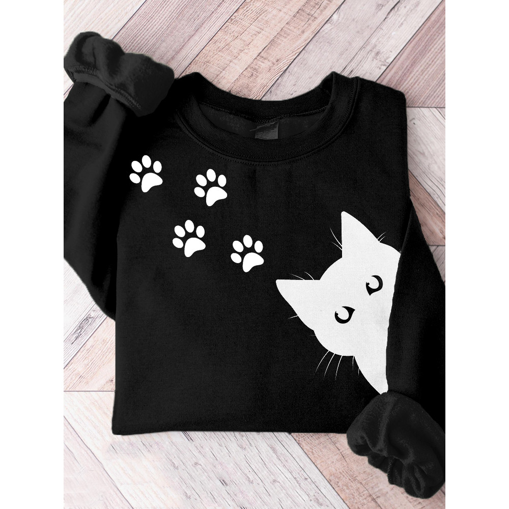 Funny Cats Hiding Graphic Casual Sweatshirt