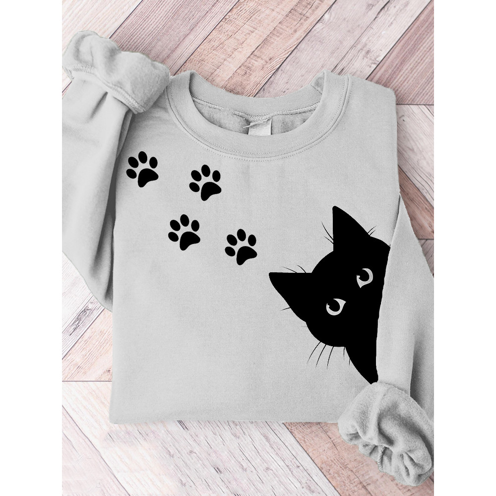 Funny Cats Hiding Graphic Casual Sweatshirt