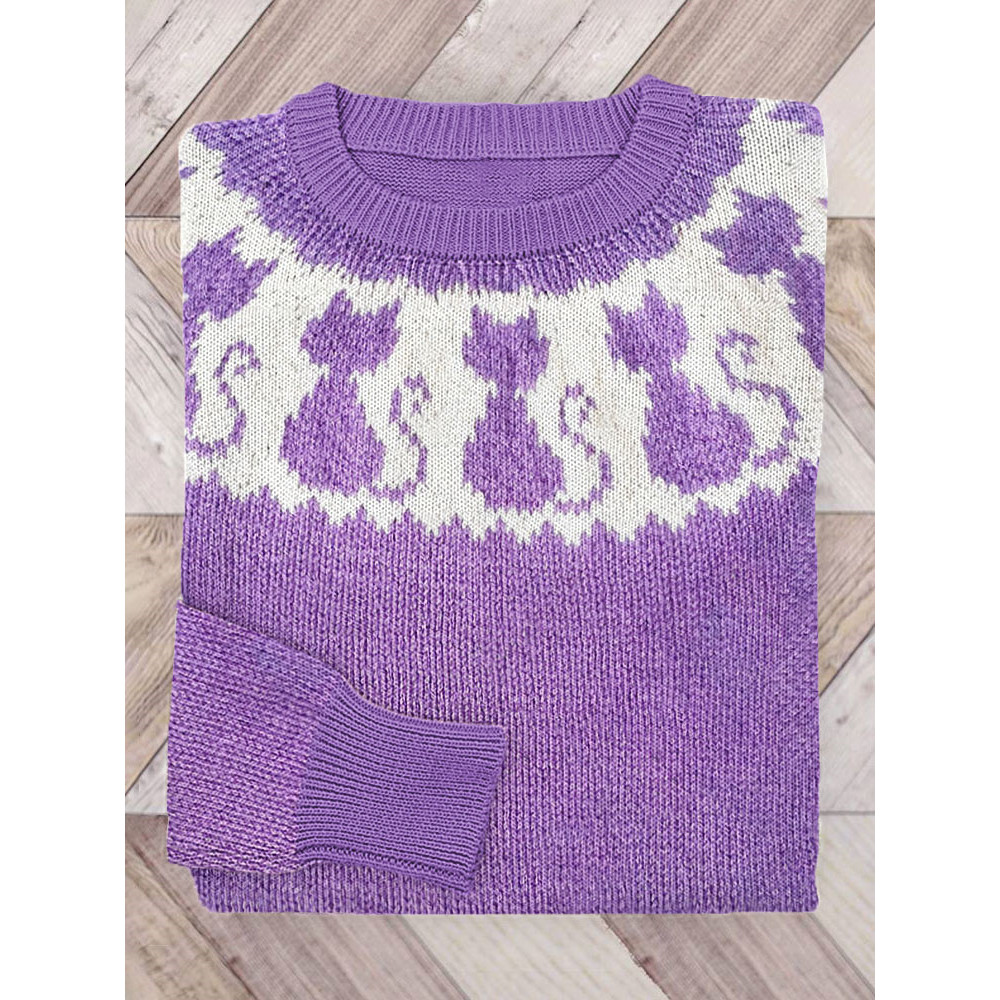 Funny Cats Knit  Art Cozy Sweater