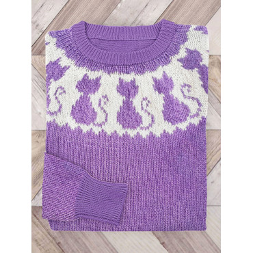 Funny Cats Knit  Art Cozy Sweater