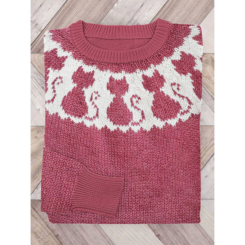 Funny Cats Knit  Art Cozy Sweater