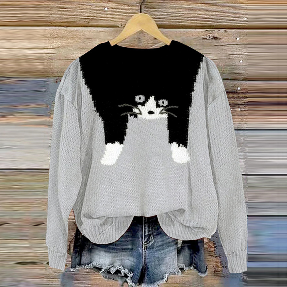 Funny Cute Cat Print Casual Sweatshirt