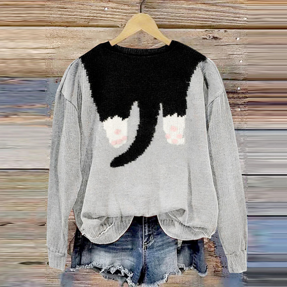Funny Cute Cat Print Casual Sweatshirt
