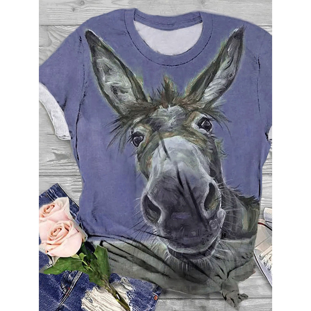 Funny Donkey Print Comfy T Shirt