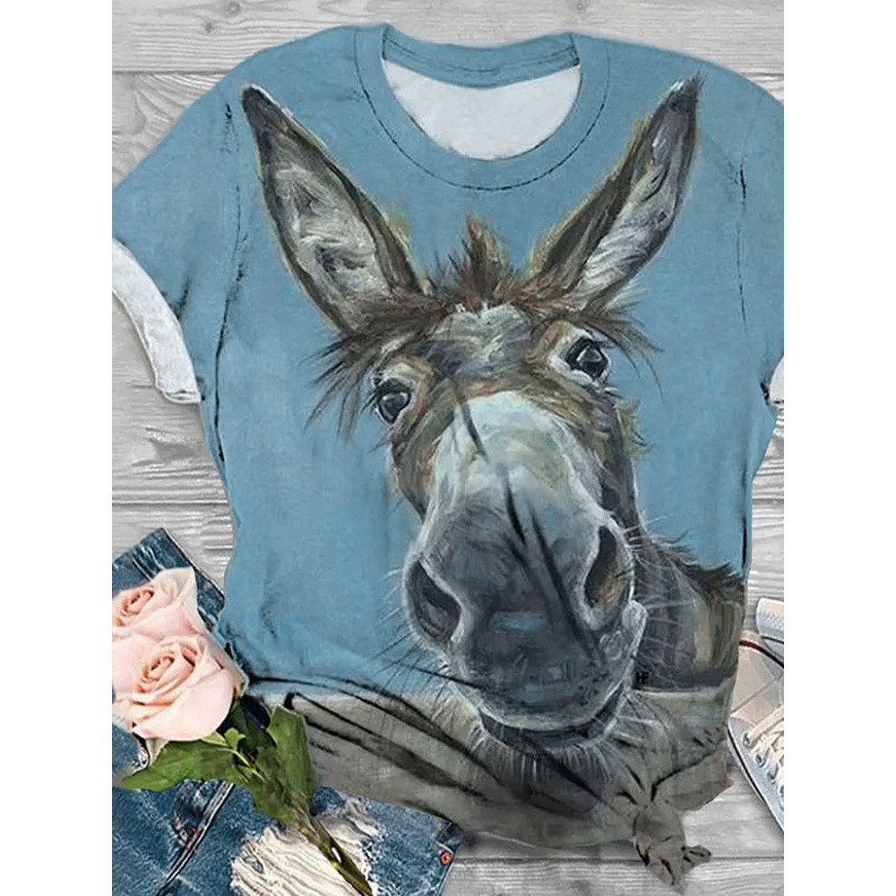 Funny Donkey Print Comfy T Shirt