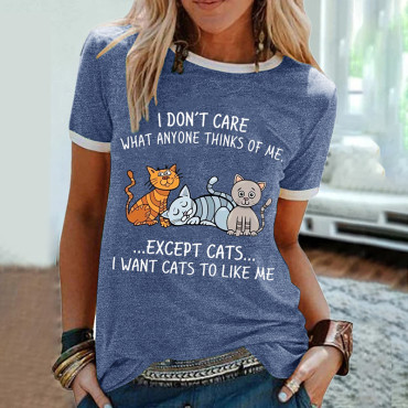 I Don’t Care What Anymore Thanks Of Me Except Cats I Want Cats To Like Me Graphic Regular Fit T-Shirt