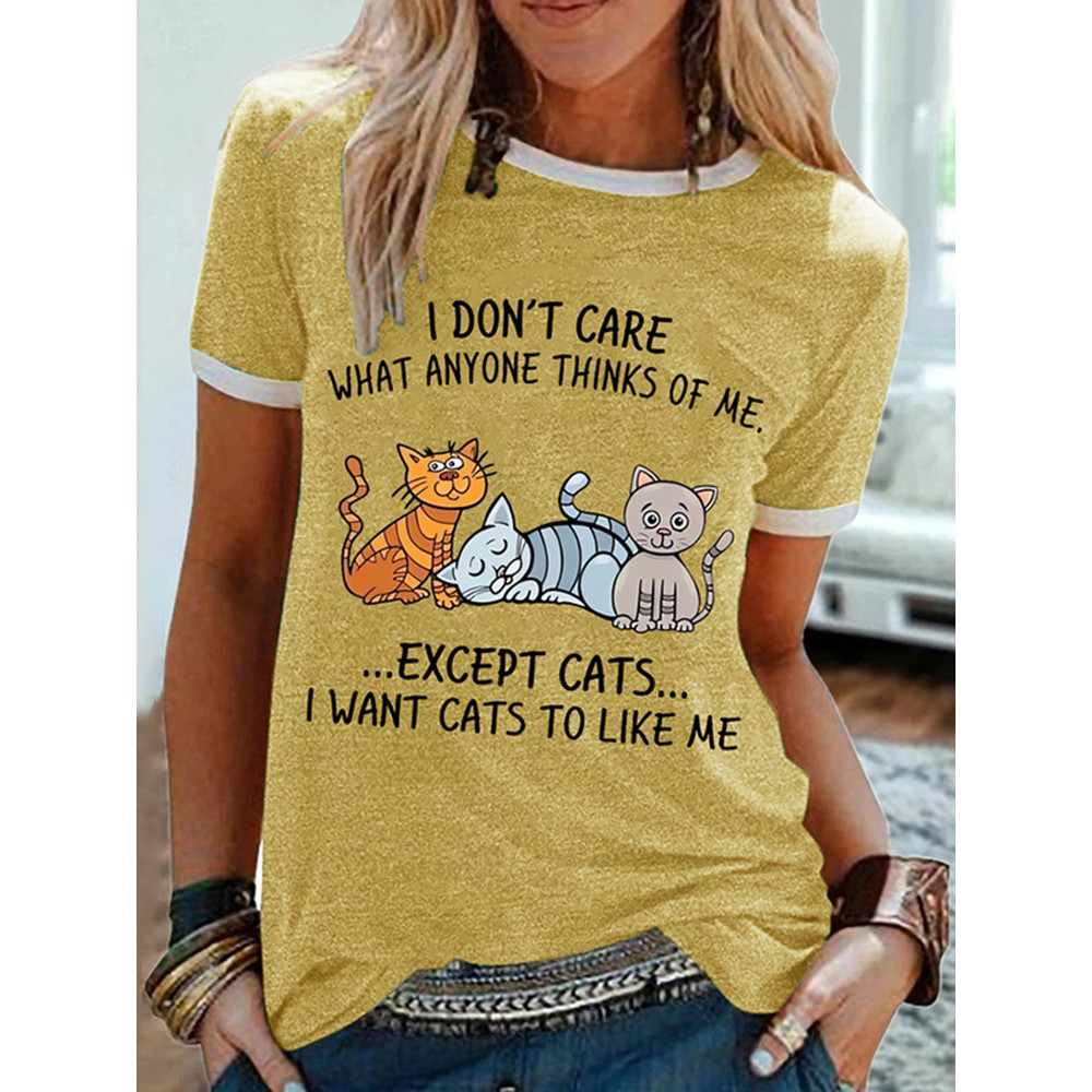 I Don’t Care What Anymore Thanks Of Me Except Cats I Want Cats To Like Me Graphic Regular Fit T-Shirt