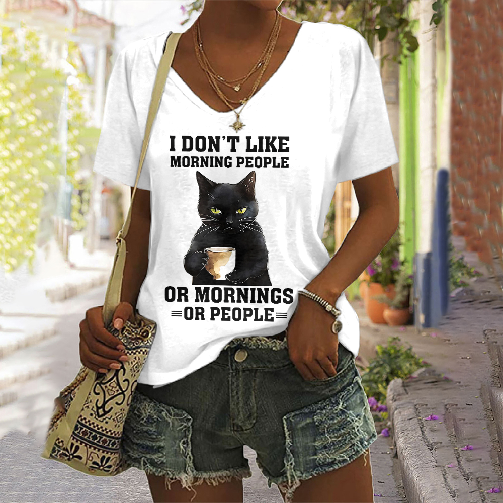 I Don't Like Morning People Or Mornings Or People Print Casual T-Shirt
