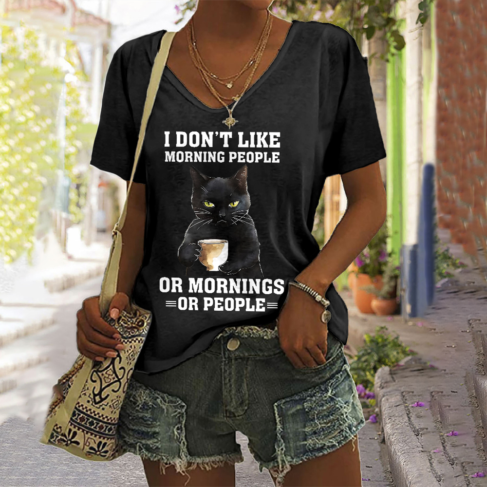 I Don't Like Morning People Or Mornings Or People Print Casual T-Shirt