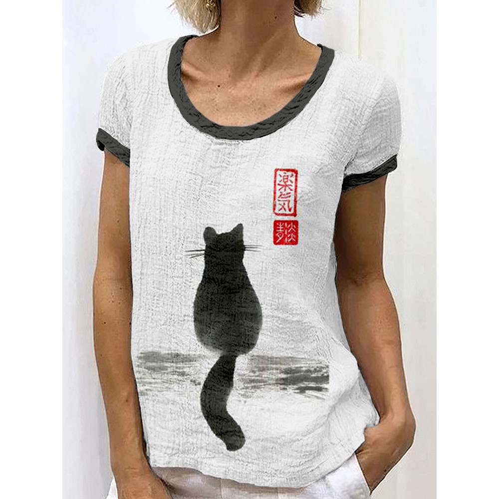 Japanese Cat Art Linen Blend Cozy Shirt