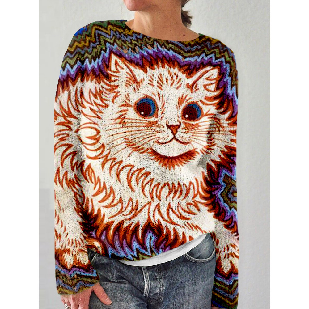 Kaleidoscope Cats Art Pattern Cozy Sweater