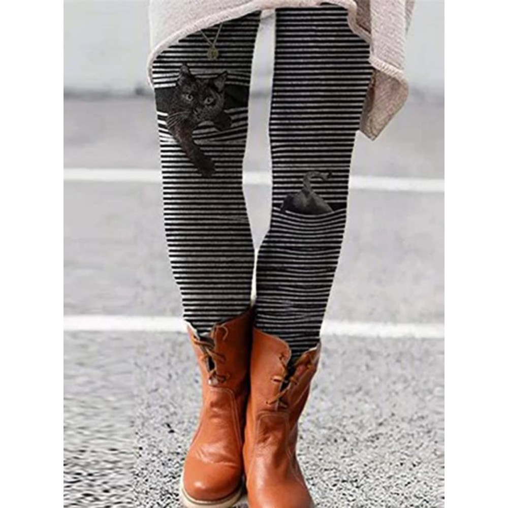 Kitty Art Painting Print Cozy Leggings
